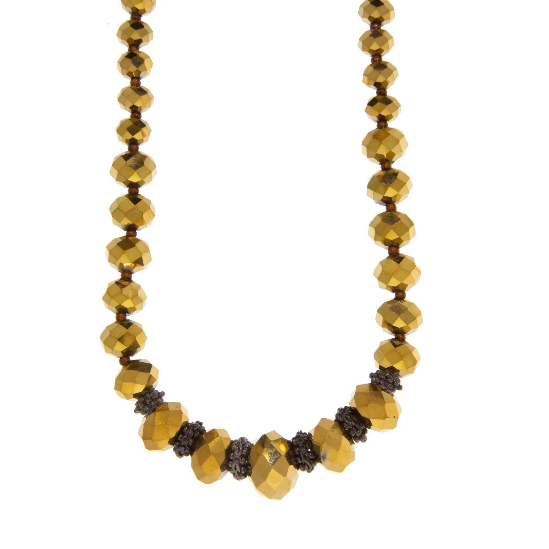 1928 Jewelry Graduated Gold Bead Strandage Necklace 16"   3" Extender 1928 Jewelry