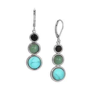 1928 Jewelry Graduated Multi Gemstone Linear Earrings 1928 Jewelry