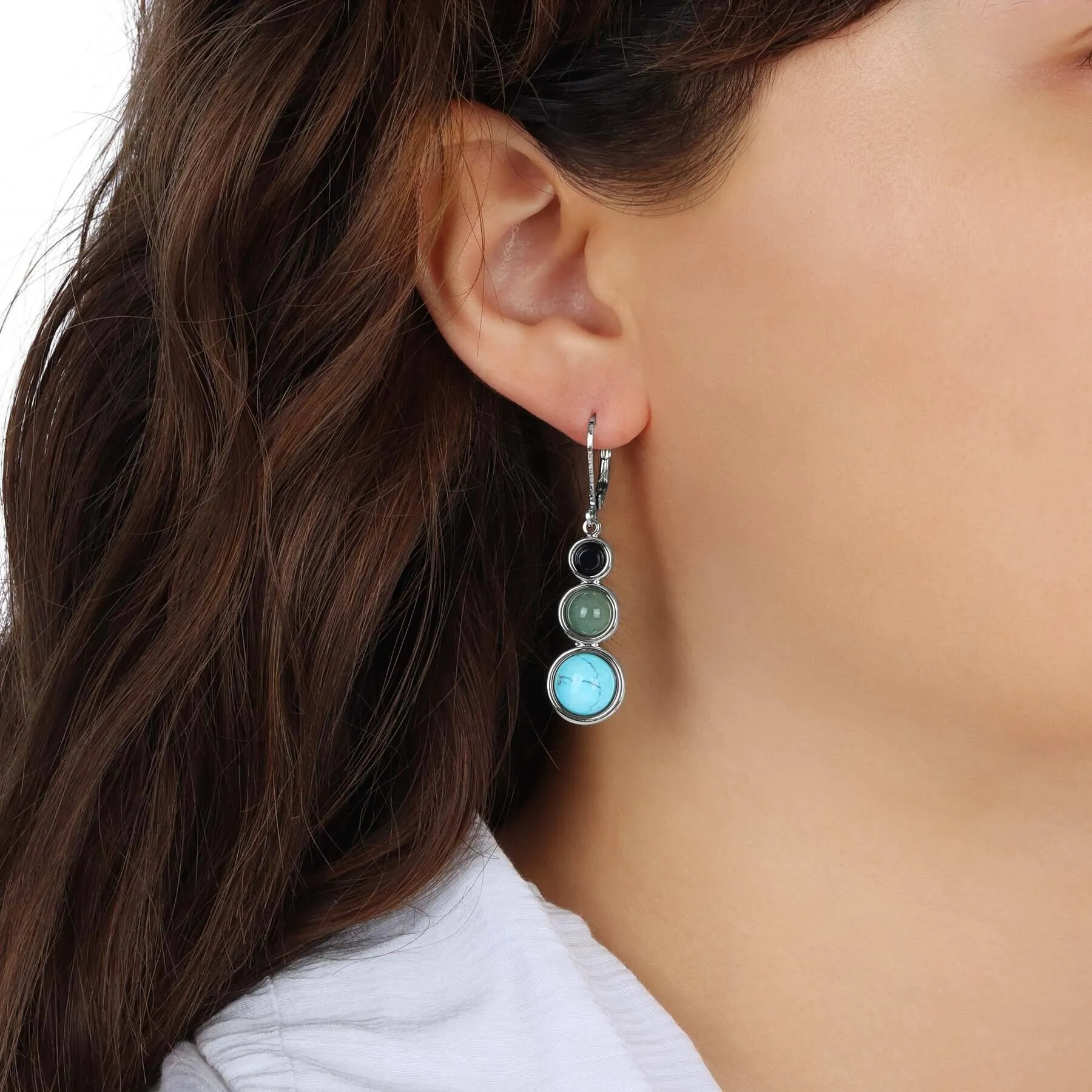 1928 Jewelry Graduated Multi Gemstone Linear Earrings 1928 Jewelry