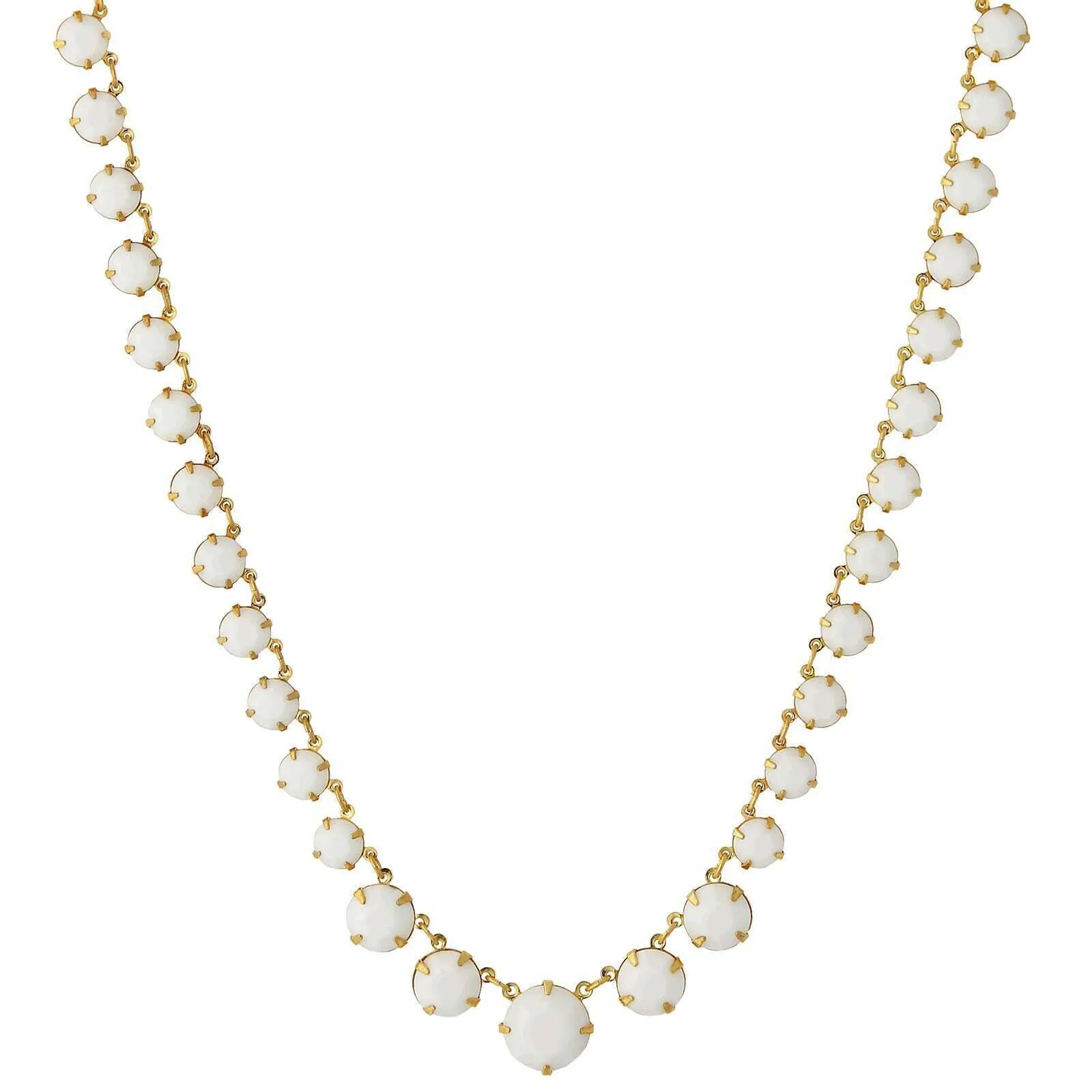 1928 Jewelry Graduated Round White Austrian Crystal Collar Necklace 16"   3" Extender 1928 Jewelry