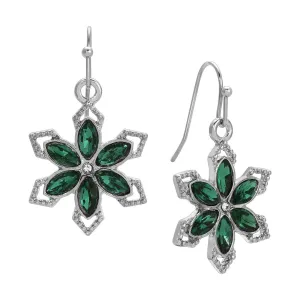 1928 Jewelry  Grande Crystal Snowflake Drop Earrings 1928 Jewelry