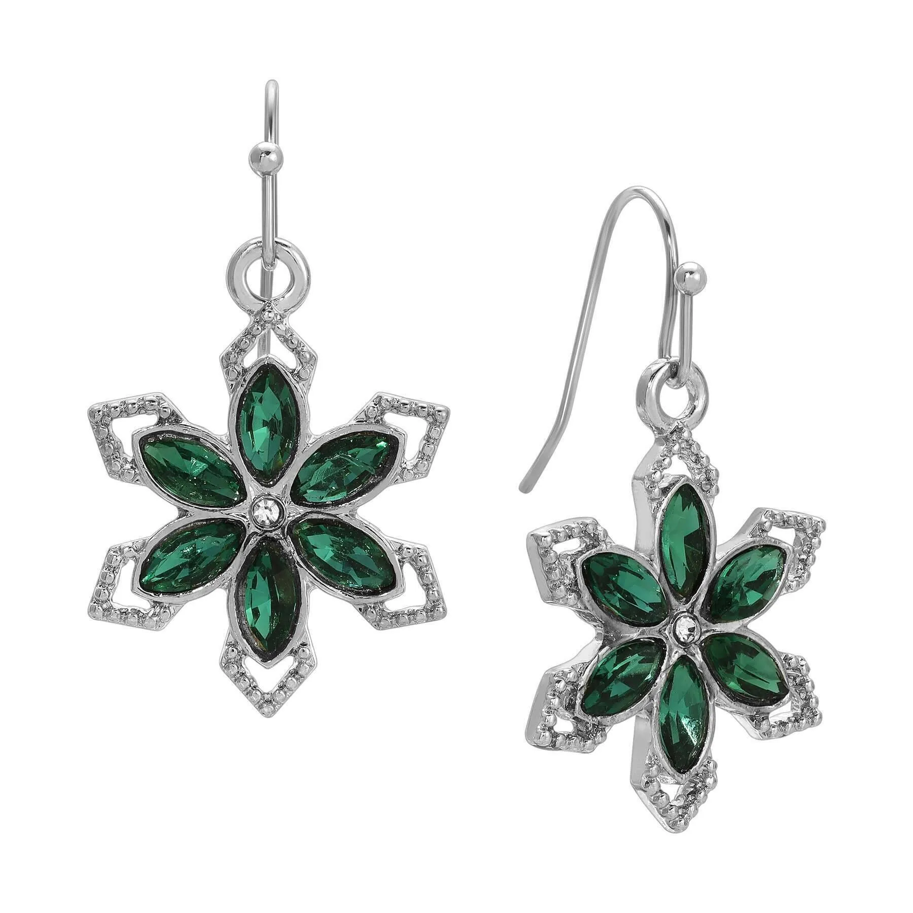 1928 Jewelry  Grande Crystal Snowflake Drop Earrings 1928 Jewelry