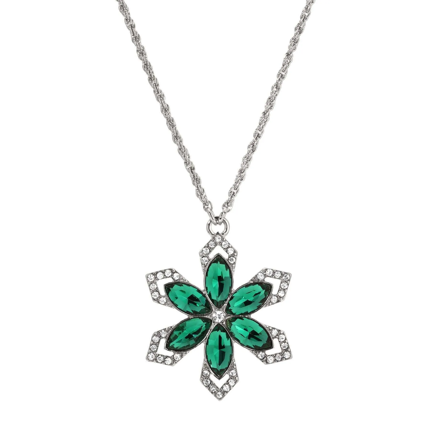 1928 Jewelry Grande Crystal Snowflake Pendant Necklace 16"   3" Extender 1928 Jewelry
