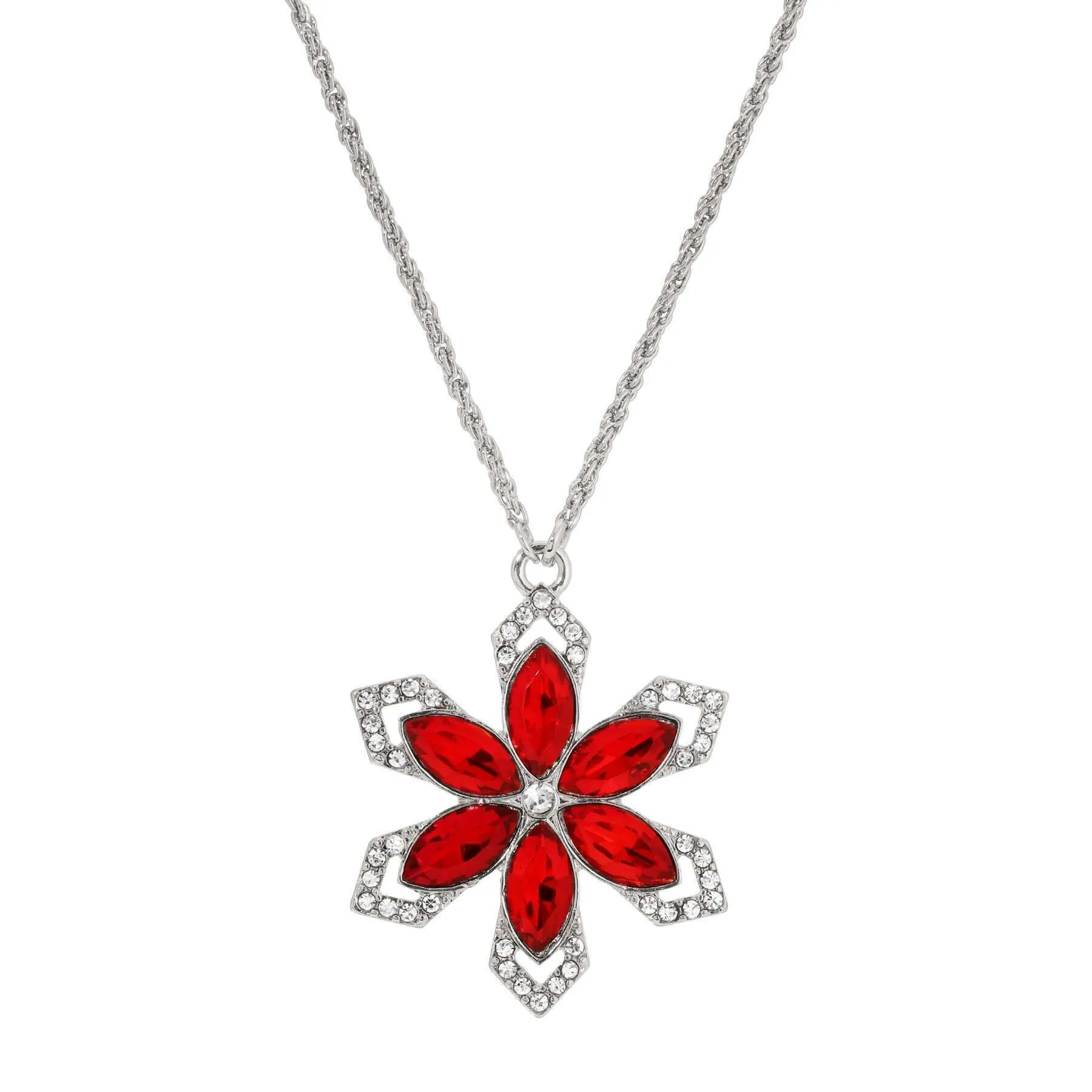 1928 Jewelry Grande Crystal Snowflake Pendant Necklace 16"   3" Extender 1928 Jewelry
