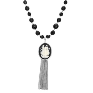 1928 Jewelry Grecian Women & Water Pitcher Cameo Pendant Tassel Necklace 28" 1928 Jewelry