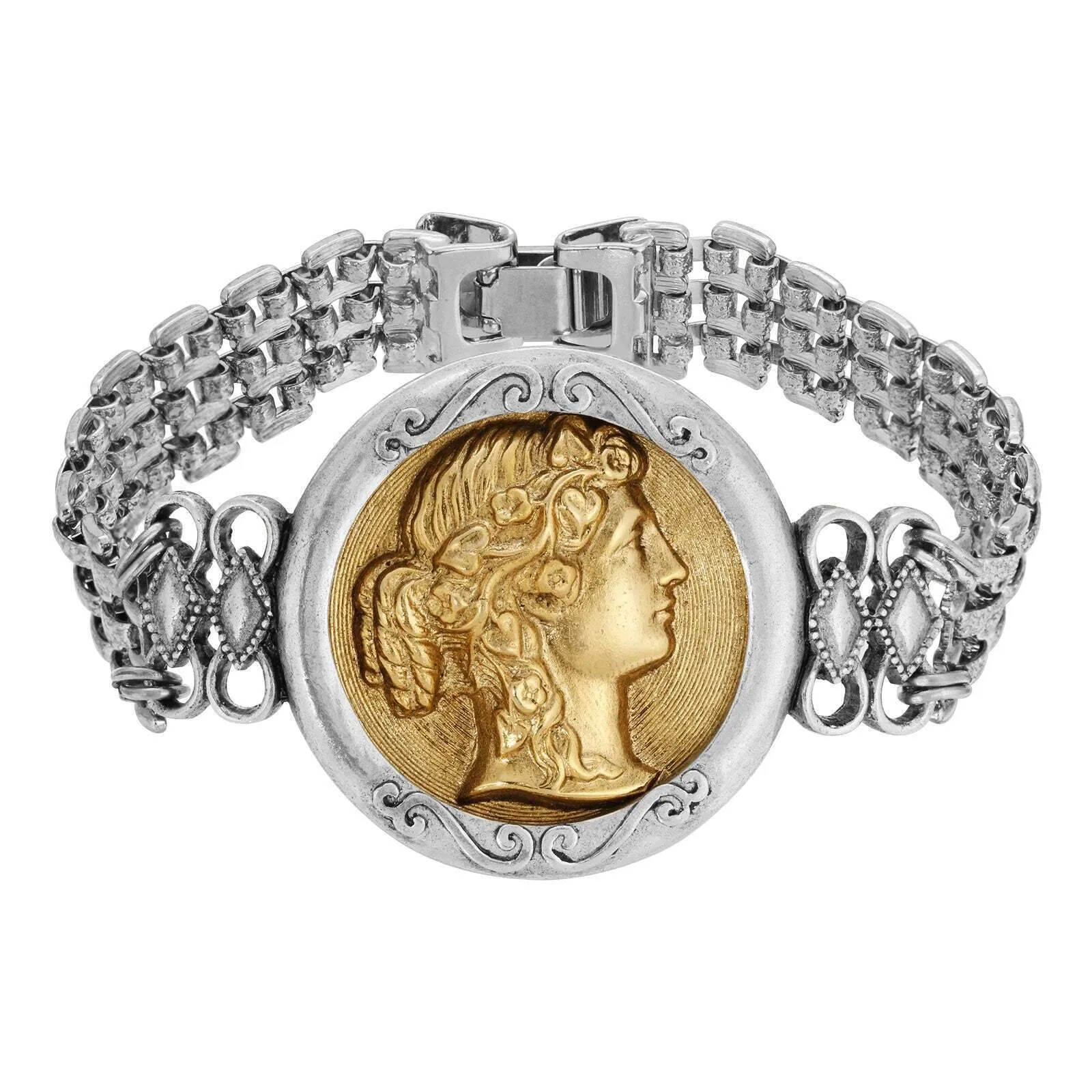 1928 Jewelry Grecian Women Gold Cameo Bracelet 1928 Jewelry