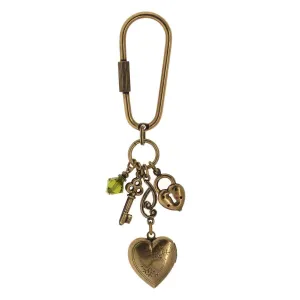 1928 Jewelry Green Crystal Bead Heart Locket Carabiner Key Chain 1928 Jewelry