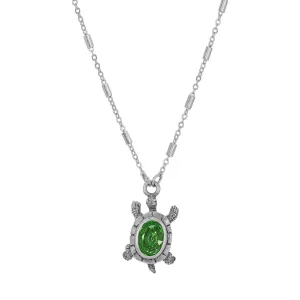 1928 Jewelry Green Crystal Turtle Pendant Necklace 18" 1928 Jewelry