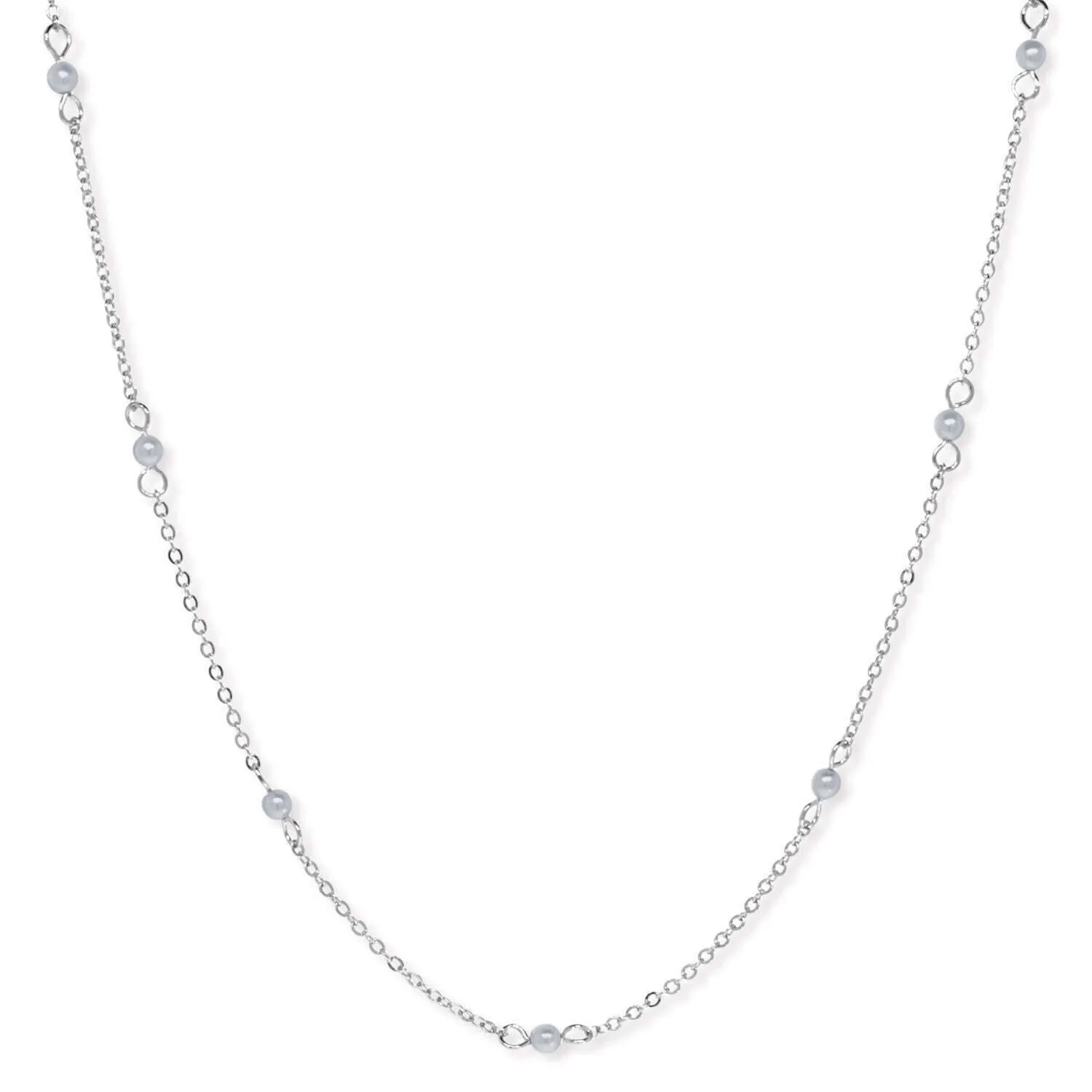 1928 Jewelry Grey 3mm Faux Pearl Chain Necklace 16" 1928 Jewelry