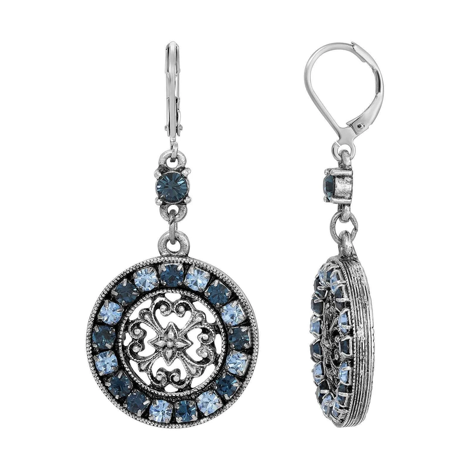 1928 Jewelry Hanauma Filigree Crystal Dangle Earrings 1928 Jewelry