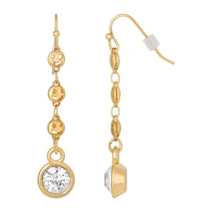 1928 Jewelry Happy Face Chain Crystal Linear Drop Earrings 1928 Jewelry