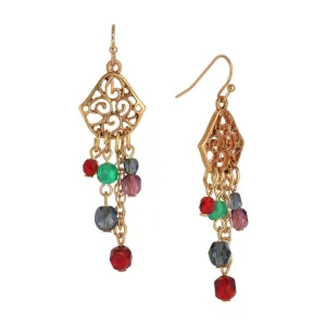 1928 Jewelry Harvest Crystals Filigree Dangling Earrings 1928 Jewelry