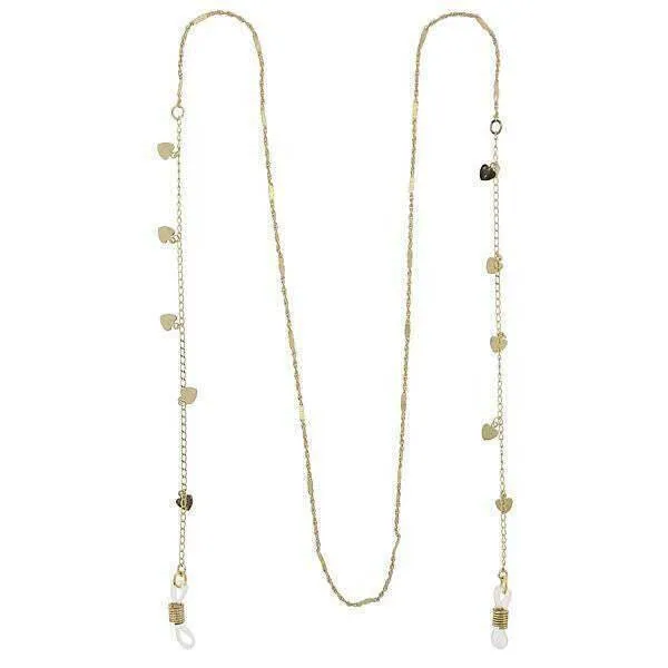 1928 Jewelry Heart Charms Eyeglass Holder Chain Necklace 32" 1928 Jewelry