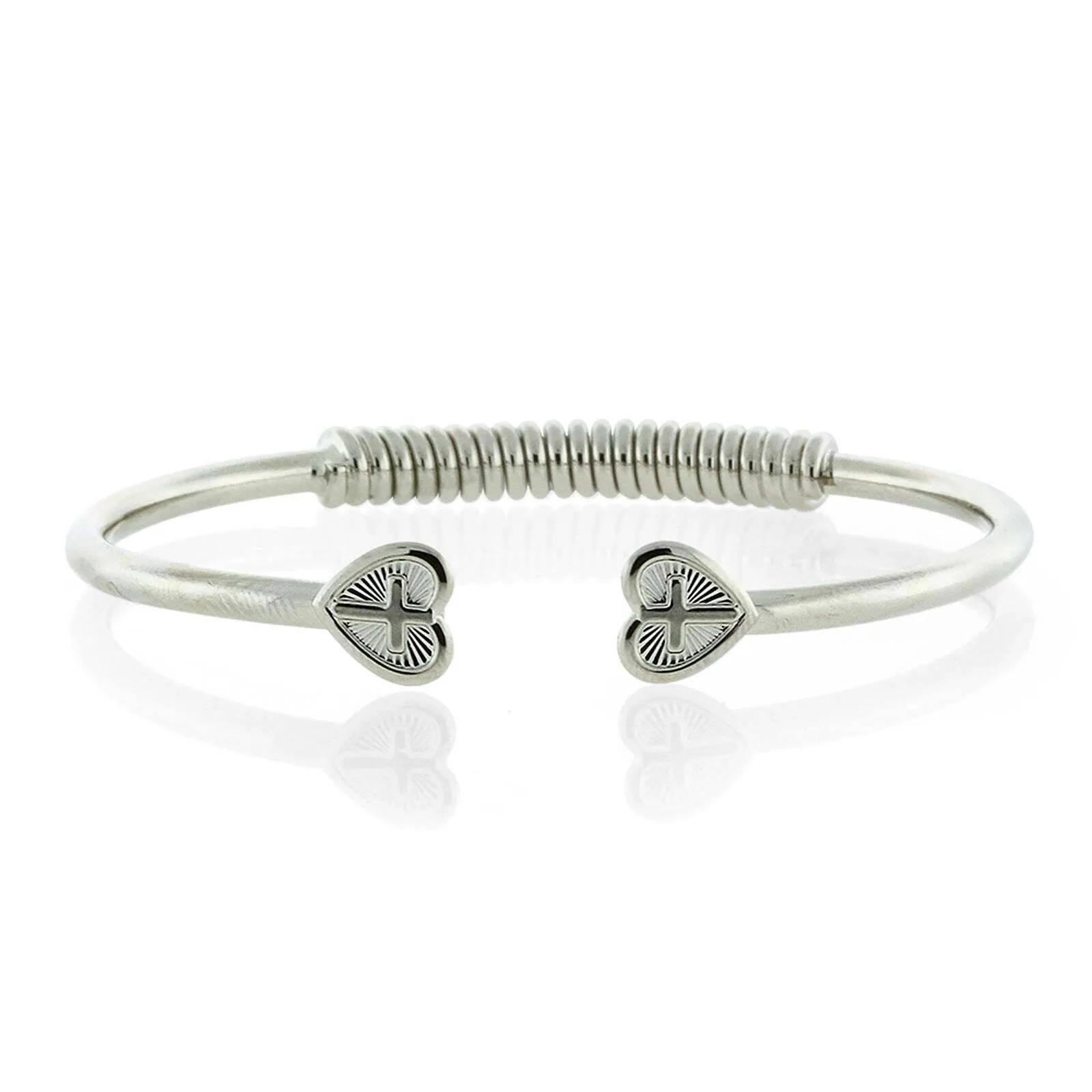 1928 Jewelry Heart Cross Coil Spring C-Cuff Bracelet 1928 Jewelry