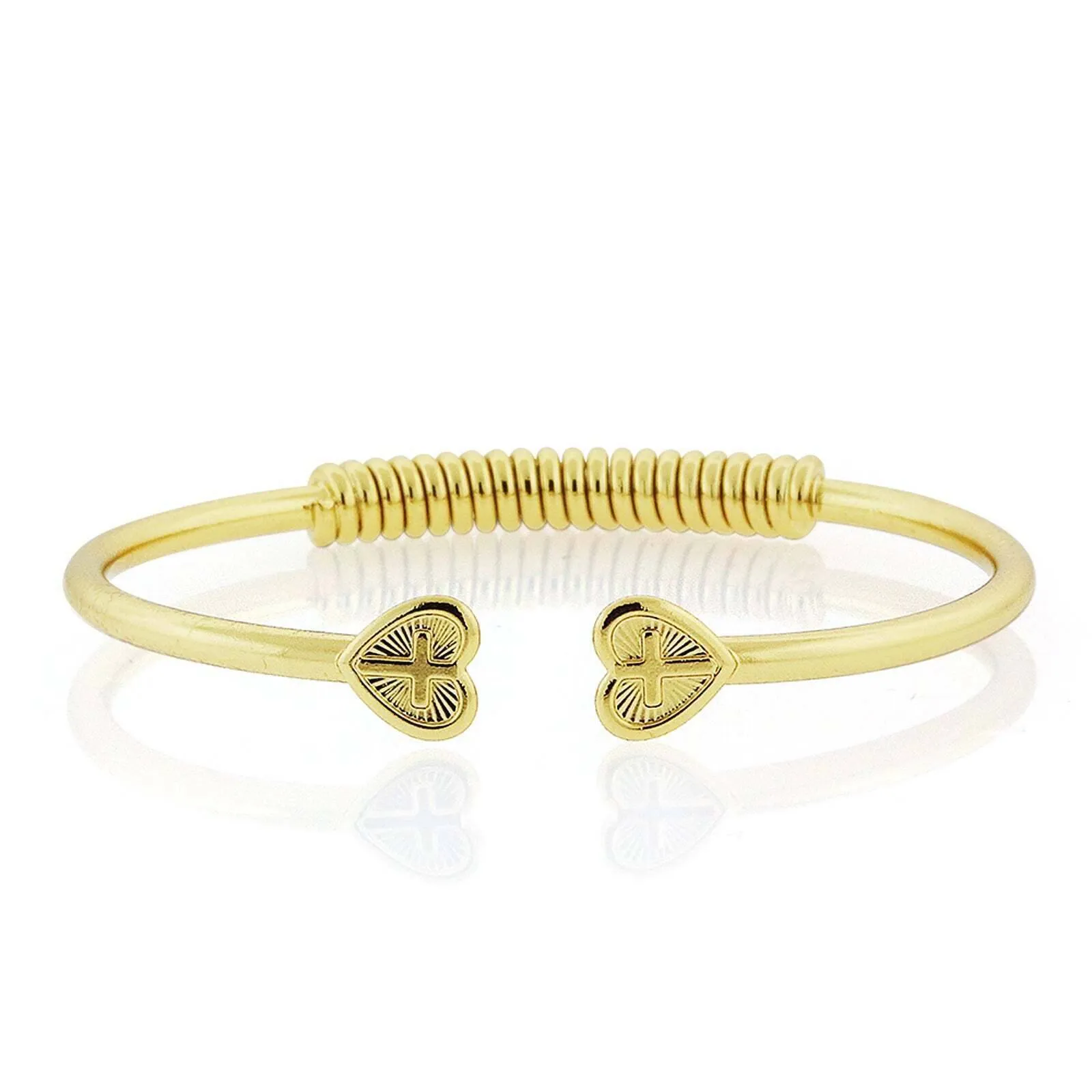 1928 Jewelry Heart Cross Coil Spring C-Cuff Bracelet 1928 Jewelry