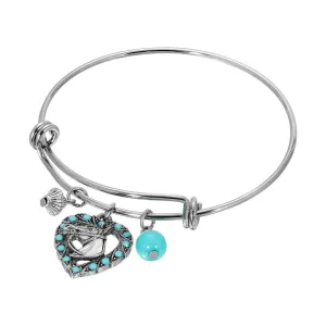 1928 Jewelry Heart Horse Head Turquoise Crystal & Charms Wire Bracelet 1928 Jewelry
