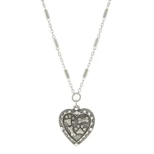 1928 Jewelry Heart Paws And Bones Pendant Necklace 16"   3" Extender 1928 Jewelry