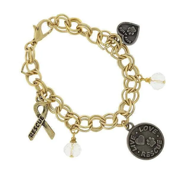 1928 Jewelry Heart Rescue And Live Love Rescue Charm Bracelet 1928 Jewelry