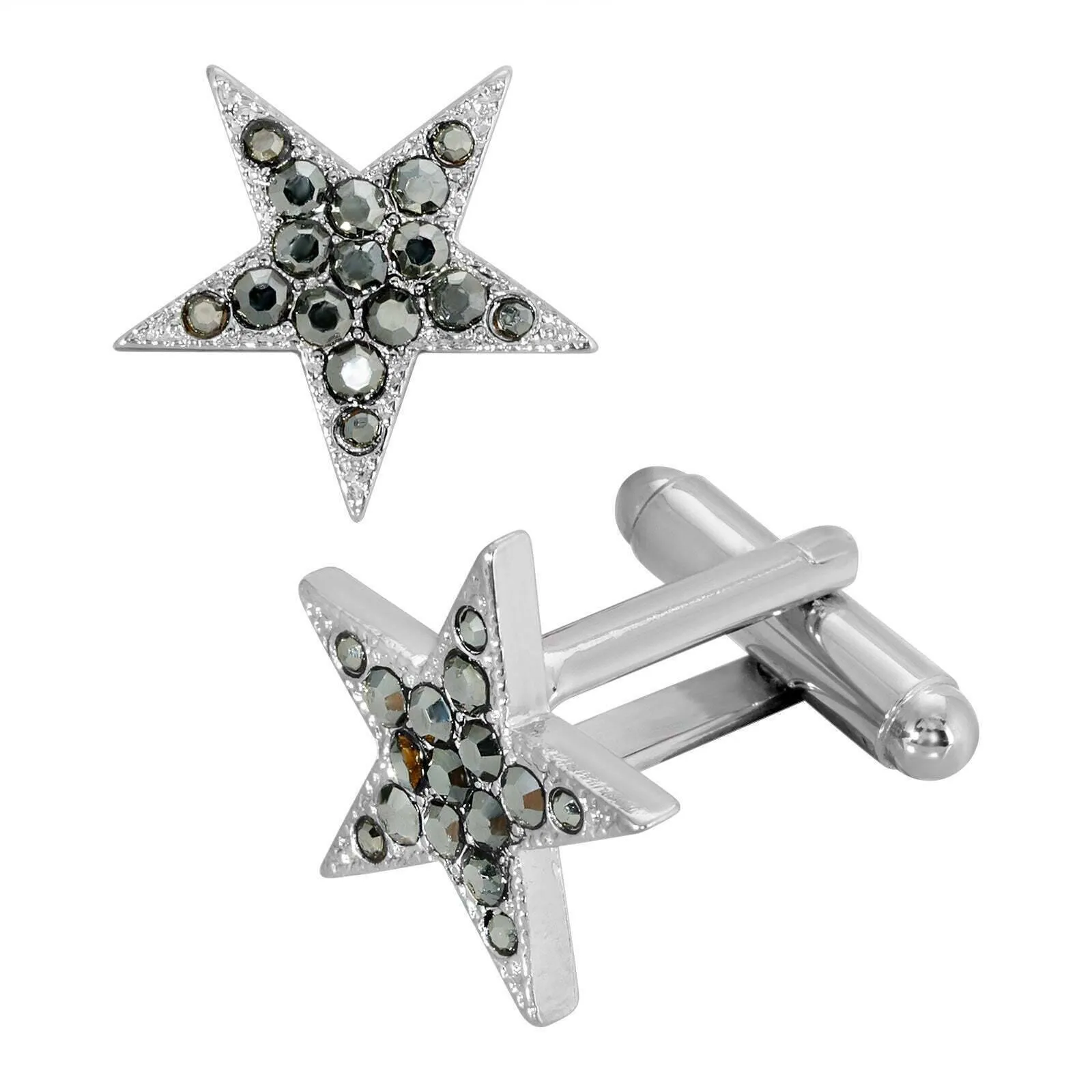 1928 Jewelry Hematite Color Crystal Star Cufflinks 1928 Jewelry
