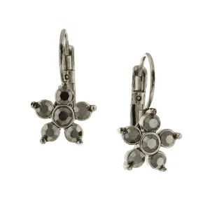 1928 Jewelry Hematite Crystal Flower Lever Back Drop Earrings 1928 Jewelry
