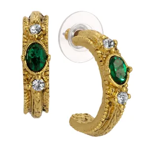 1928 Jewelry Heritage Crystal & Gold Half Hoop Earrings 1928 Jewelry