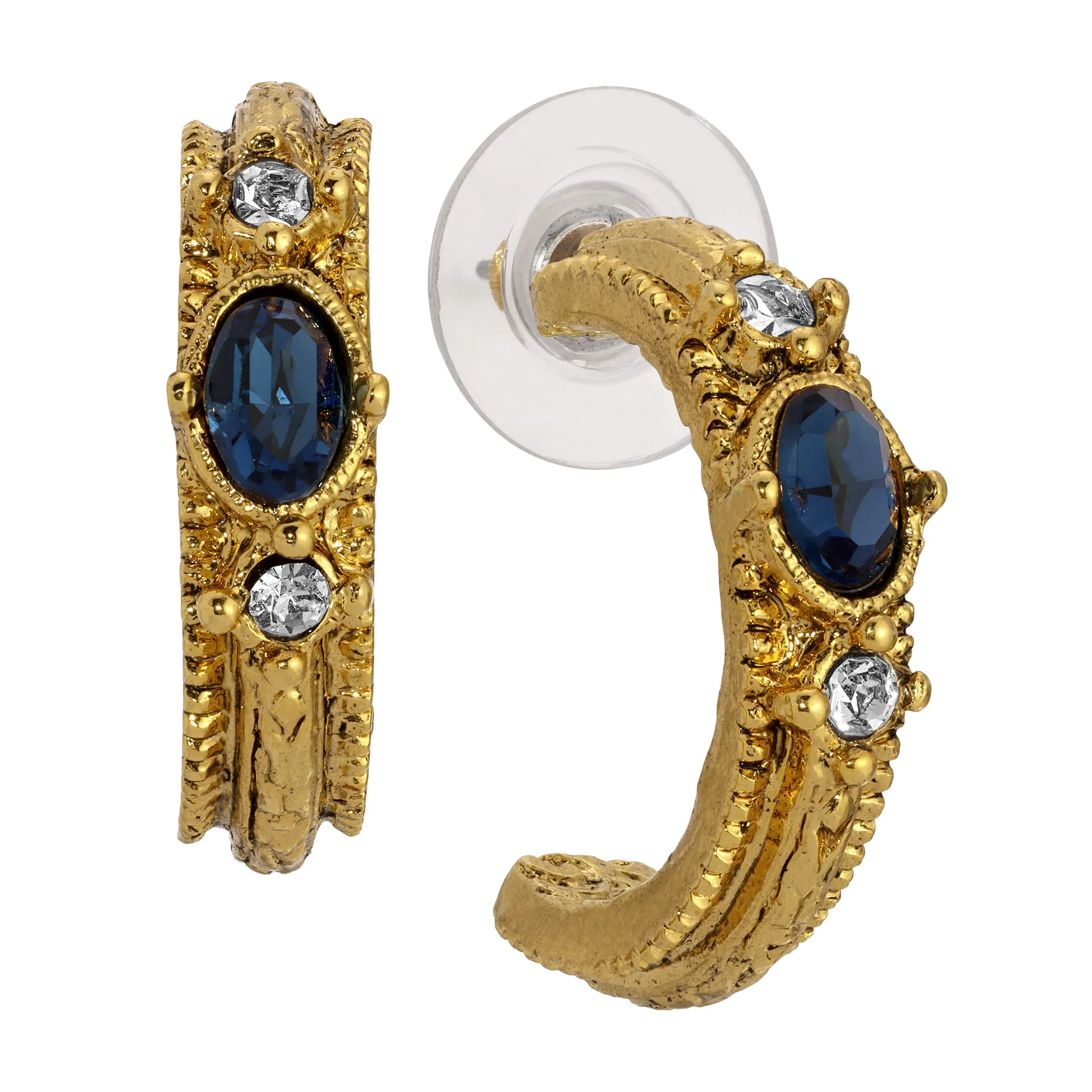1928 Jewelry Heritage Crystal & Gold Half Hoop Earrings 1928 Jewelry