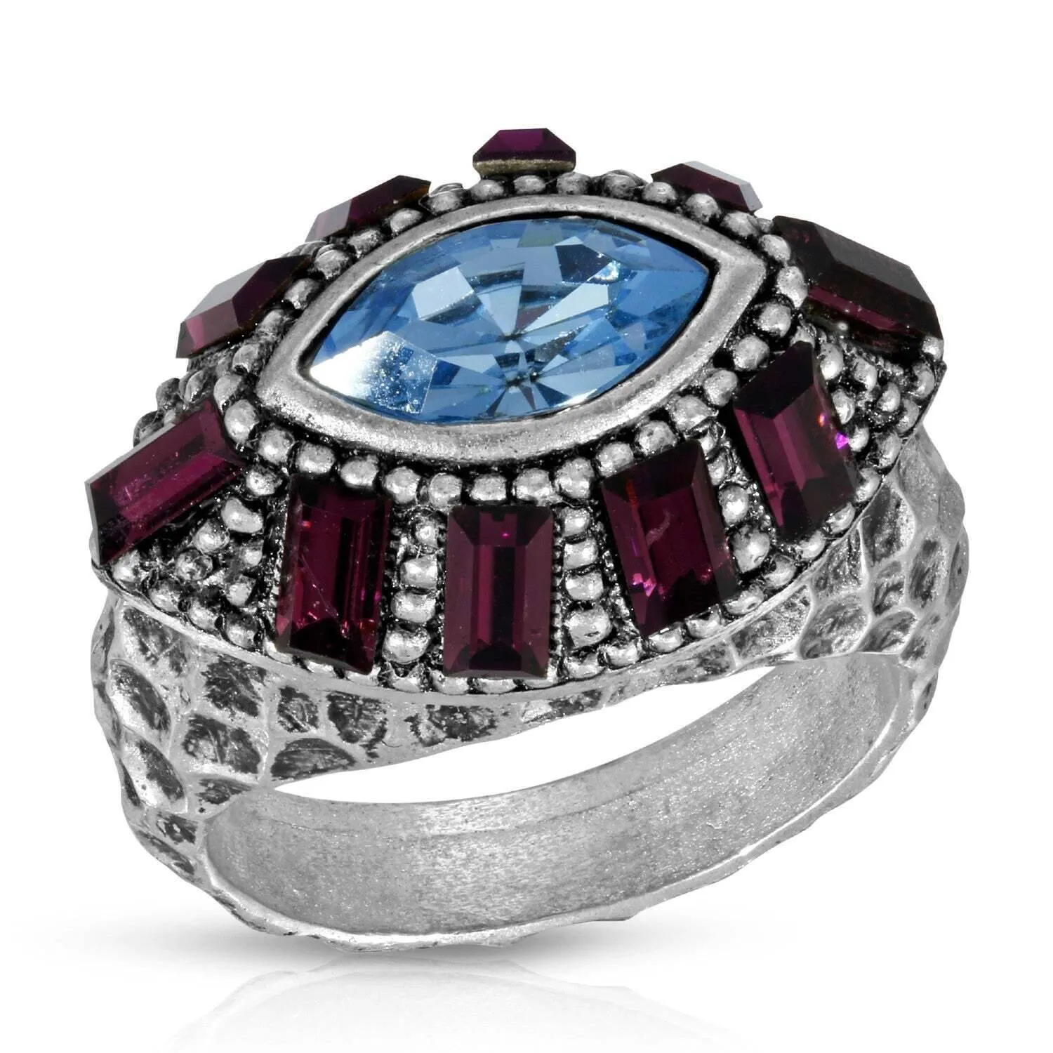 1928 Jewelry Honora Hammered Purple & Light Sapphire Crystal Ring 1928 Jewelry