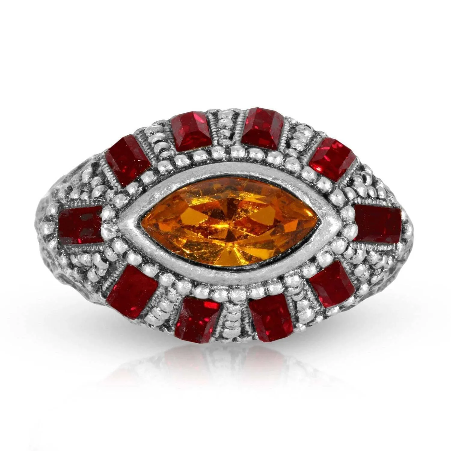 1928 Jewelry Honora Hammered Siam Red & Topaz Crystal Ring 1928 Jewelry