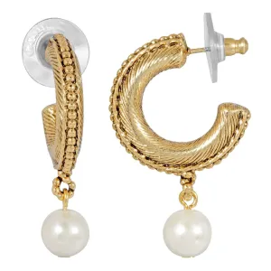 1928 Jewelry Hoop Earrings Faux Pearl Drop 1928 Jewelry