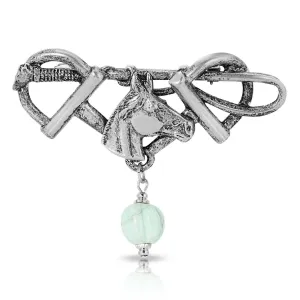 1928 Jewelry Horse Head & Stirrups Turquoise Gemstone Pin 1928 Jewelry