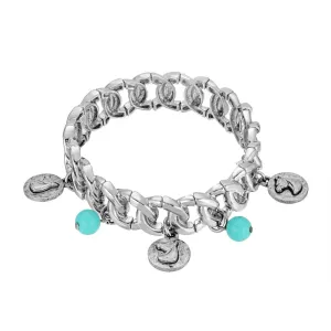 1928 Jewelry Horse Head Charms Turquoise Bead Stretch Bracelet 1928 Jewelry