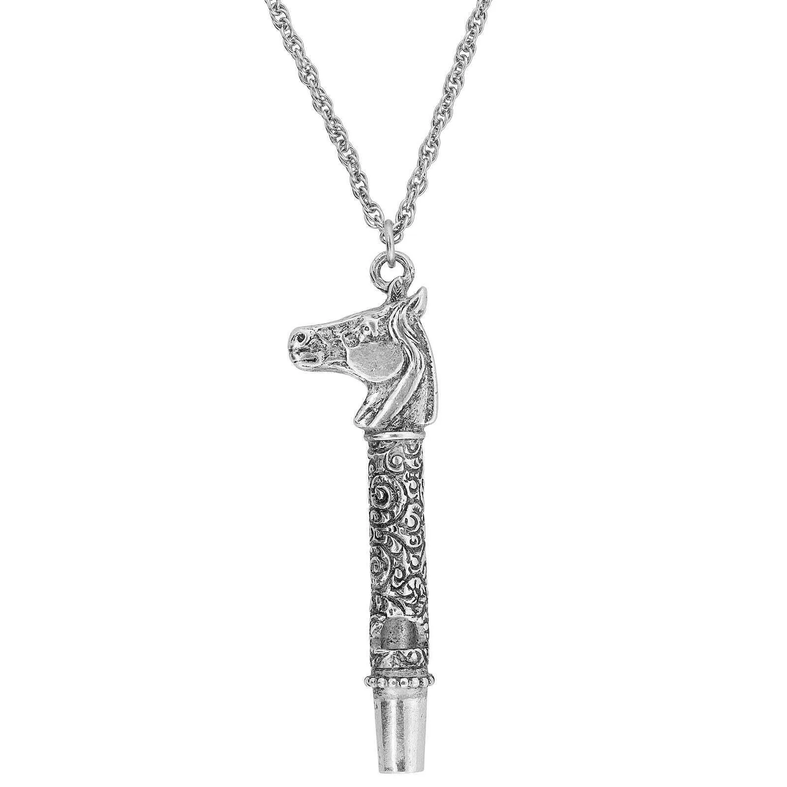 1928 Jewelry Horse Head Whistle Necklace 30" 1928 Jewelry