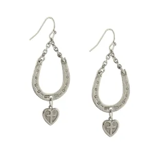 1928 Jewelry Horseshoe And Heart With Cross Drop Earrings 1928 Jewelry