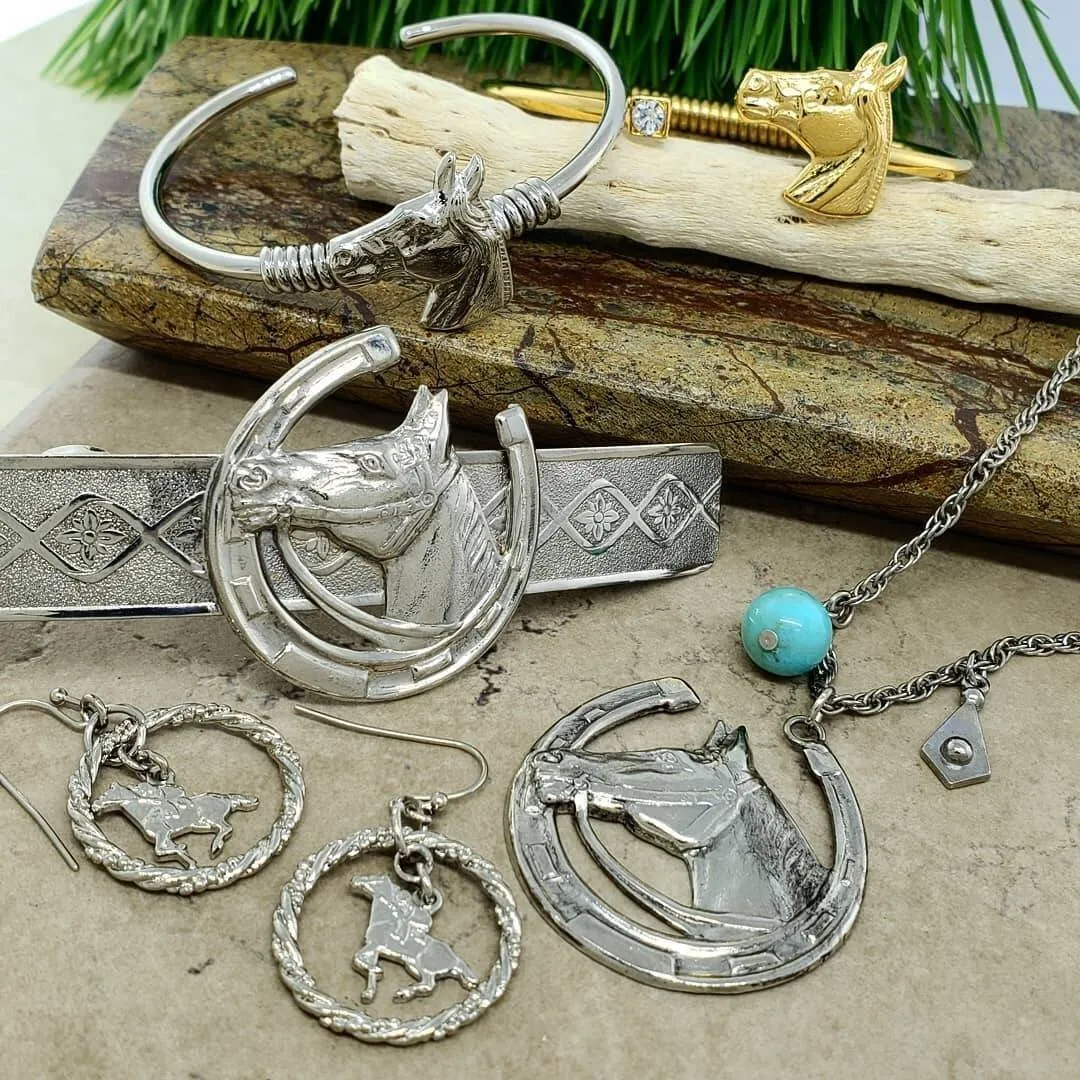 1928 Jewelry Horseshoe And Horse Hair Barrette 1928 Jewelry
