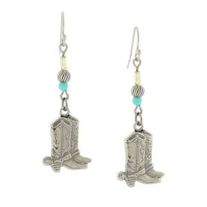 1928 Jewelry Imitation Turquoise Accent Western Boots Drop Earrings 1928 Jewelry