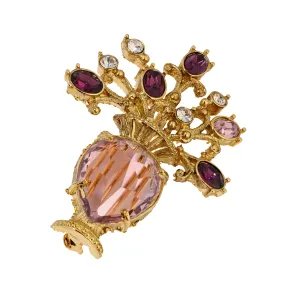 1928 Jewelry Imperial Amethyst Flower Crystal Vase Brooch 1928 Jewelry