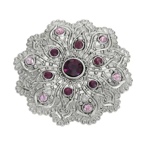 1928 Jewelry Imperial Silver Tone Flower Crystal Brooch 1928 Jewelry