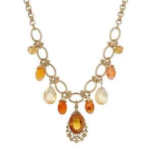 1928 Jewelry Imperial Topaz Crystal Beaded Necklace 16"   3" Extension 1928 Jewelry