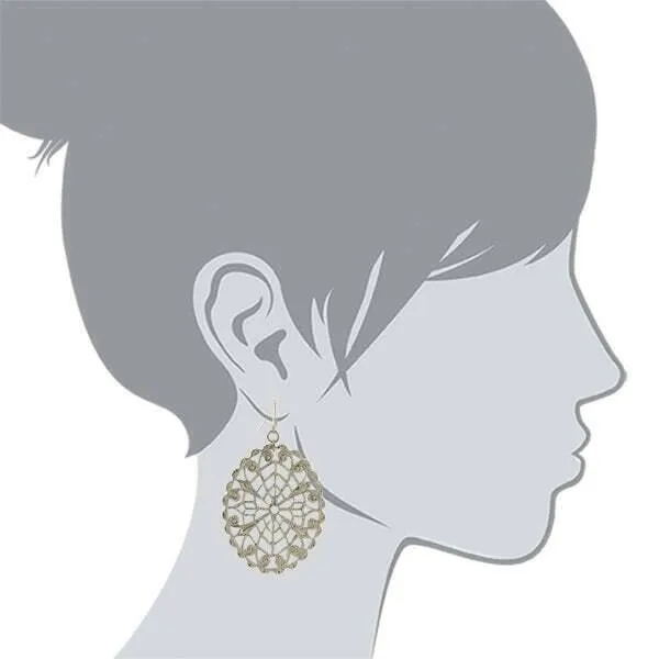 1928 Jewelry Intricate Oval Filigree Drop Earrings 1928 Jewelry