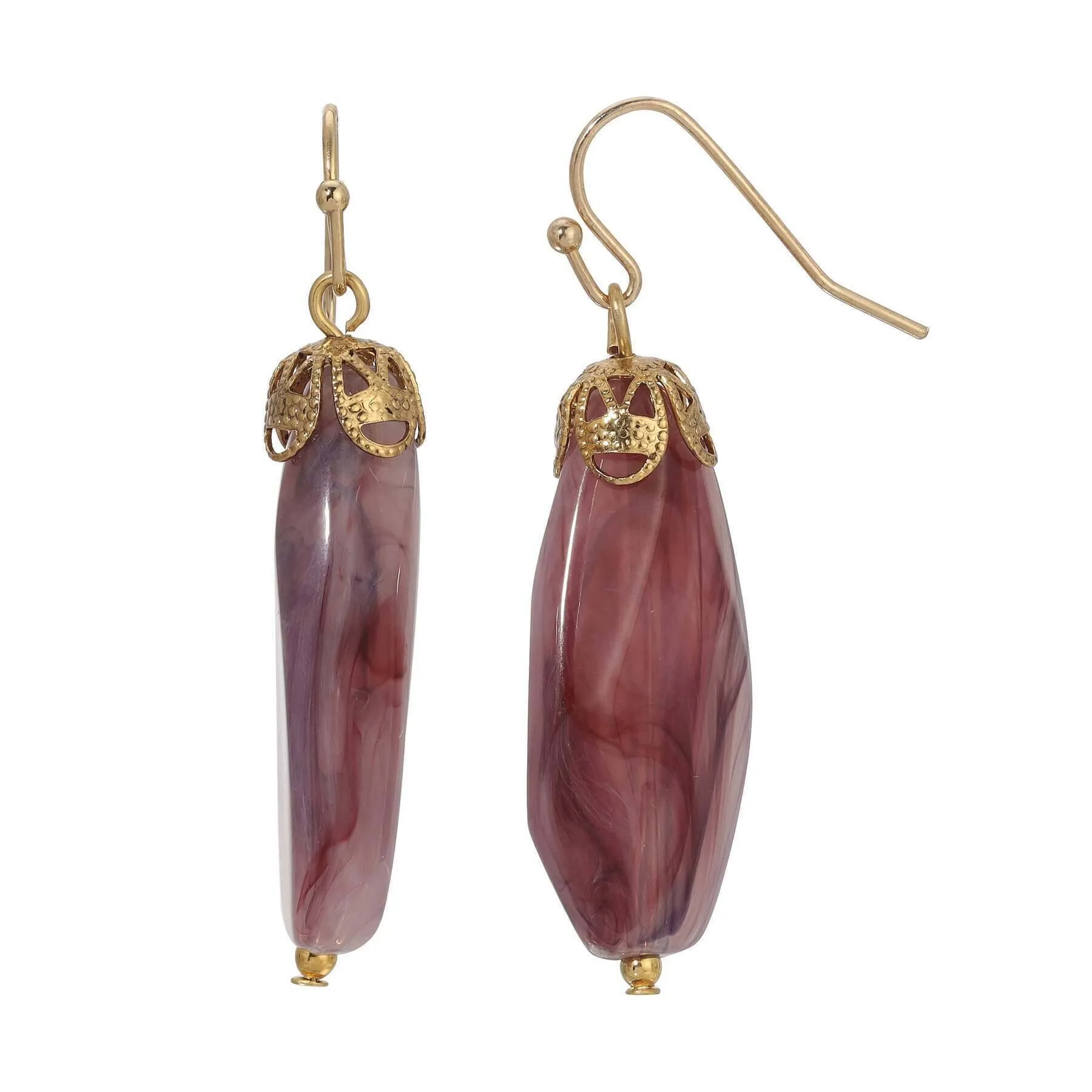 1928 Jewelry Irregular Milk Amethyst Bead Drop Earrings 1928 Jewelry