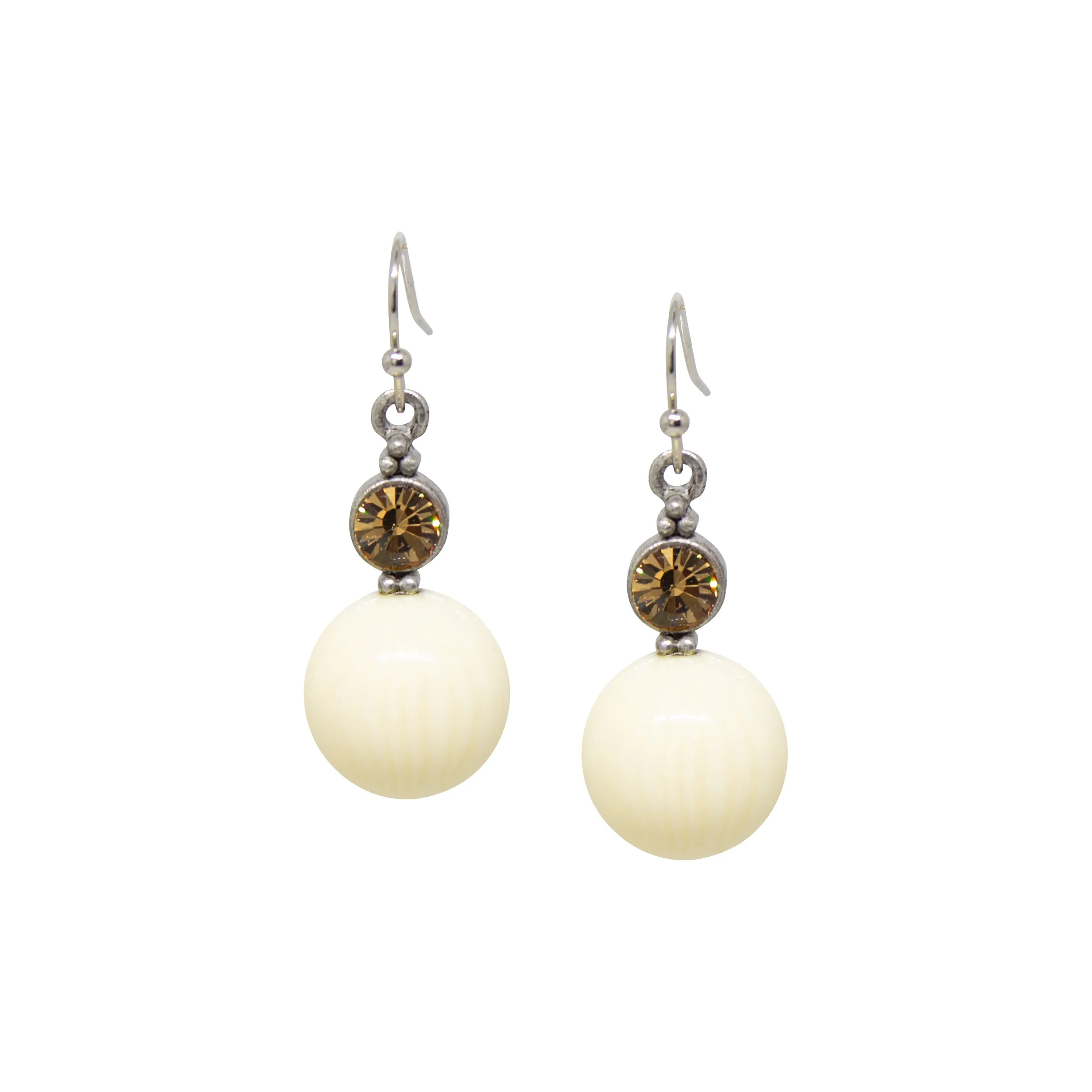 1928 Jewelry Ivory Baubles & Topaz Crystals Drop Earrings 1928 Jewelry