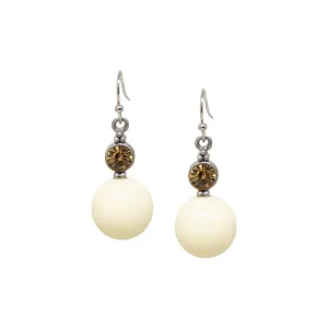 1928 Jewelry Ivory Baubles & Topaz Crystals Drop Earrings 1928 Jewelry