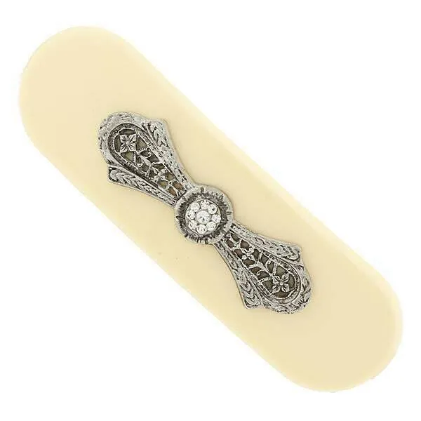 1928 Jewelry Ivory Color Filigree With Crystal Accent Hair Clip 1928 Jewelry