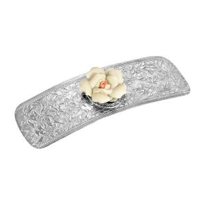 1928 Jewelry Ivory Porcelain Flower Hair Barrette 1928 Jewelry