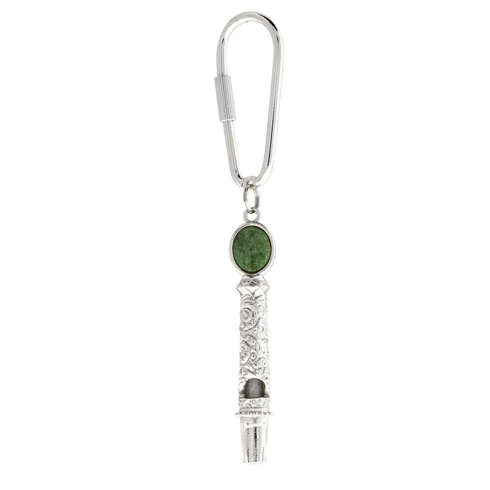 1928 Jewelry Jade Gemstone Filigree Whistle Carabiner Key Chain 1928 Jewelry