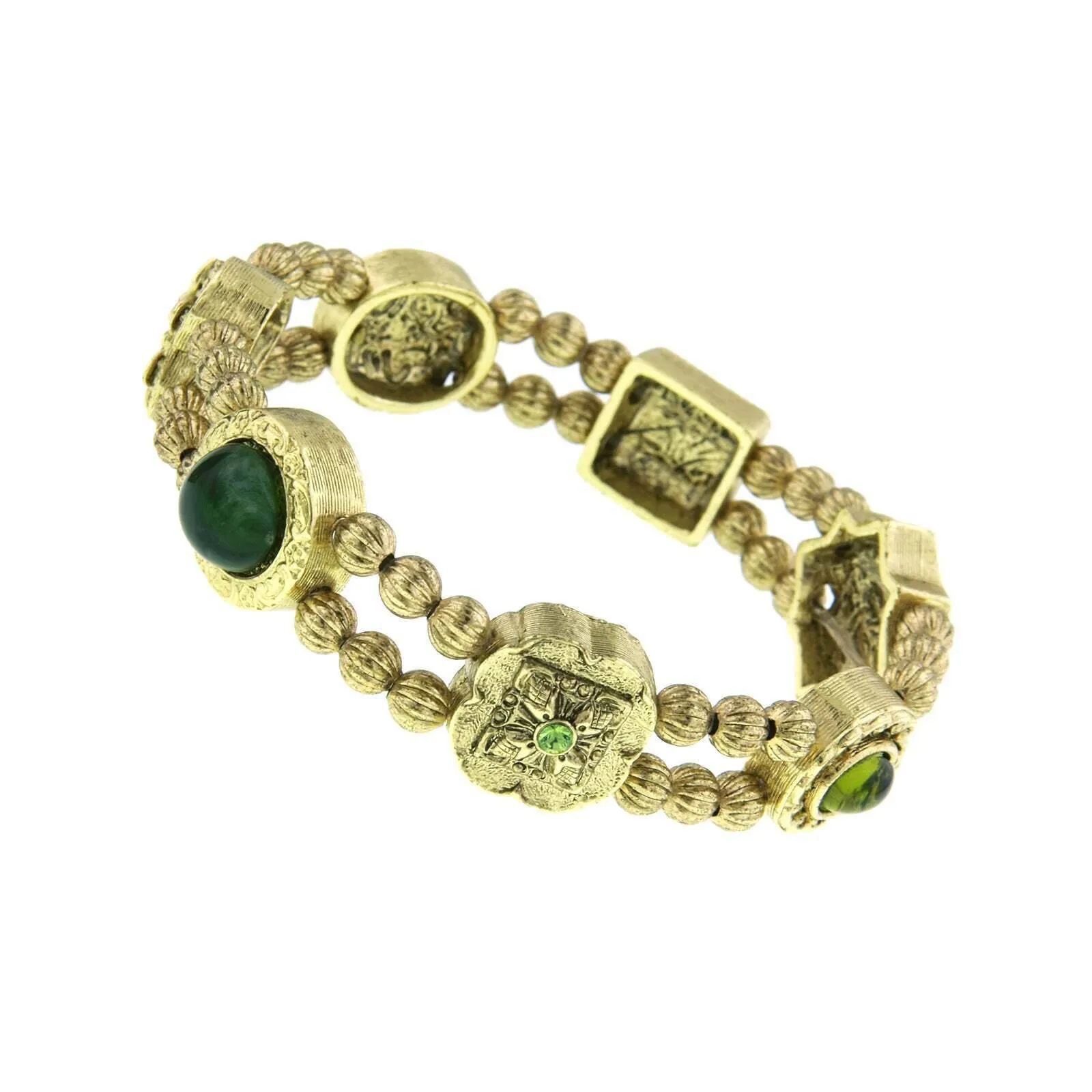 1928 Jewelry Jade Gemstone Olivine & Peridot Stone Charm Stretch Bracelet 1928 Jewelry
