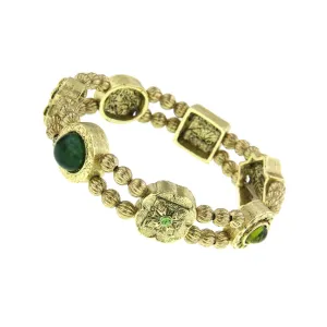 1928 Jewelry Jade Gemstone Olivine & Peridot Stone Charm Stretch Bracelet 1928 Jewelry