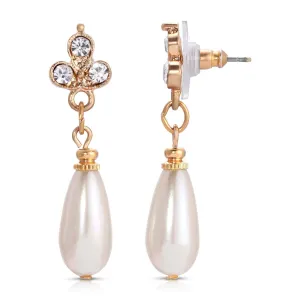 1928 Jewelry Kaia Faux Pearl Crystal Post Drop Earrings 1928 Jewelry