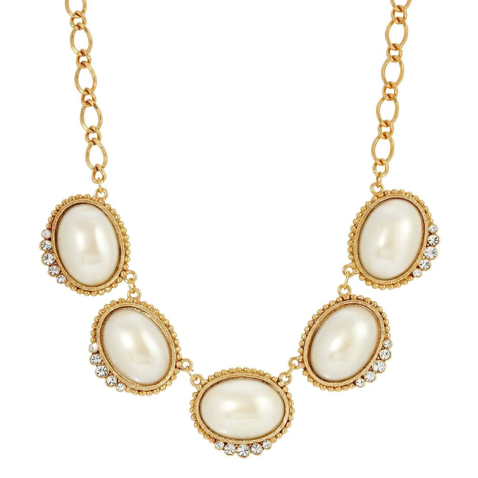 1928 Jewelry Kaia White Faux Pearl Crystal Drop Necklace 16"   3" Extension 1928 Jewelry