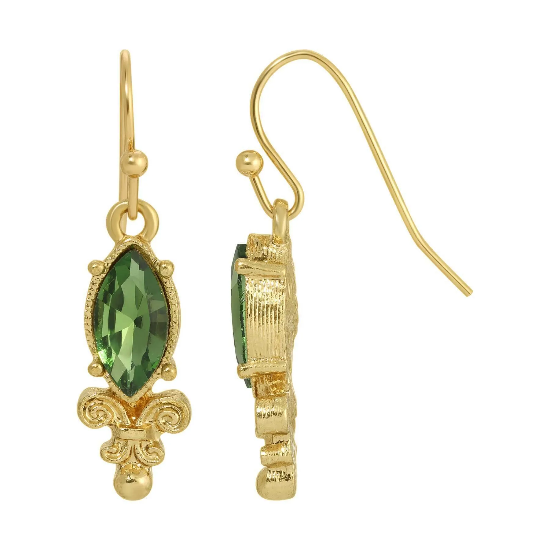 1928 Jewelry La Belle Emerald Crystal Drop Earrings 1928 Jewelry